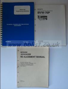 SONY BVW-75P BETACAM SP MANUALS 