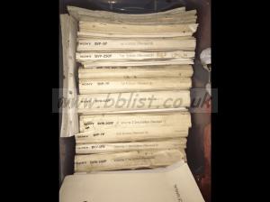 Three tubs of broadcast camera service manuals 