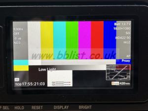 Sony PXW-X500 Camcorder Side Colour Monitor showing colour bars