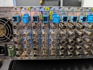 2x Evertz 7700FR Multiframes with 14 TX & 14 RX fiber cards 