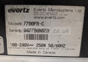 1x Evertz 7700FR-C Multiframe Card housing with 1x 7700FC 