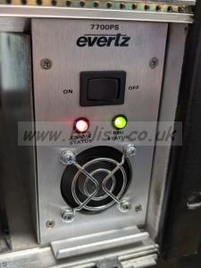 1x Evertz 7700FR-C Multiframe Card housing with 1x 7700FC 