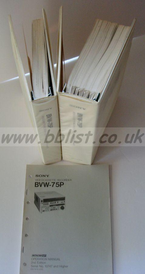 SONY BVW-75P BETACAM SP MANUALS