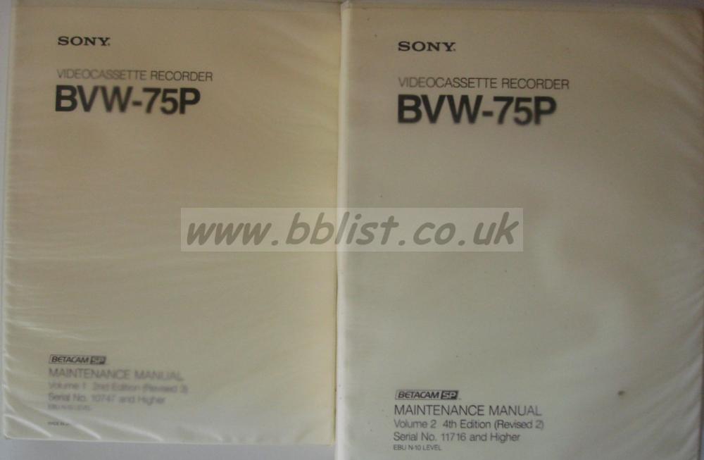 SONY BVW-75P BETACAM SP MANUALS