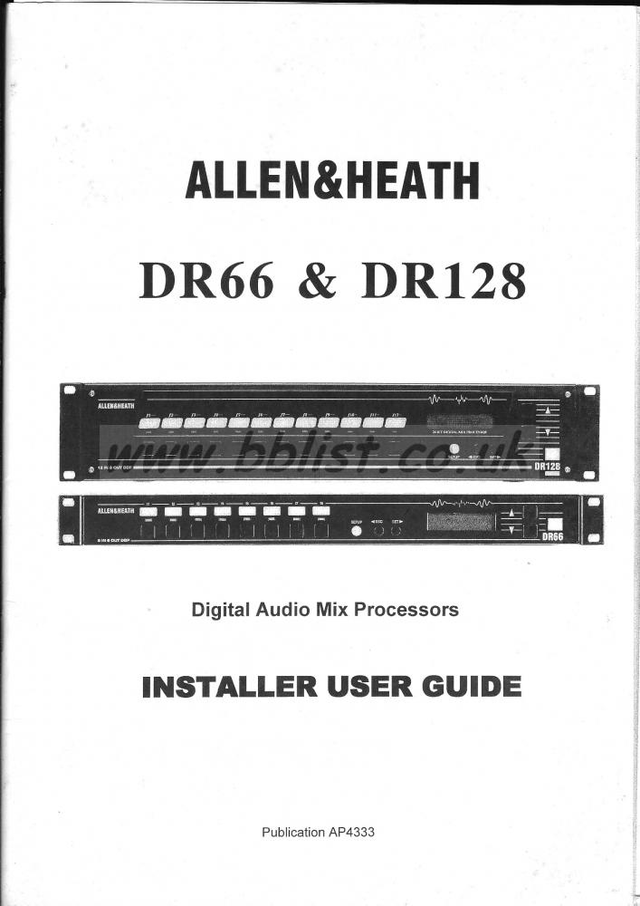 Allen & Heath DR66 & DR128 Digital Mixer Installer Guide