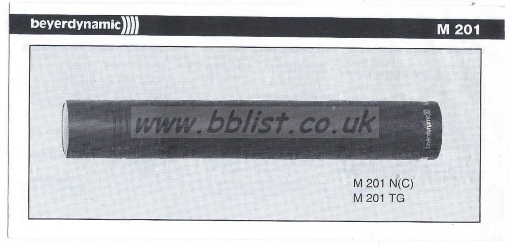 Beyerdynamic M201 mic user manual with frequency graphs