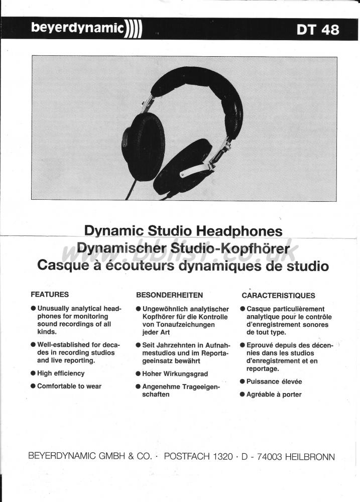 Beyerdynamic DT 48 Headphones User Manual