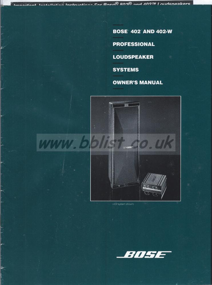 Bose 402 402-W Loudspeaker User Manual