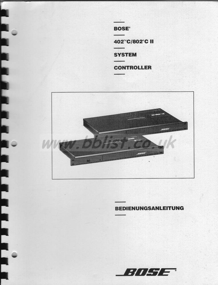 Bose 402C 802C System Controller User Manual