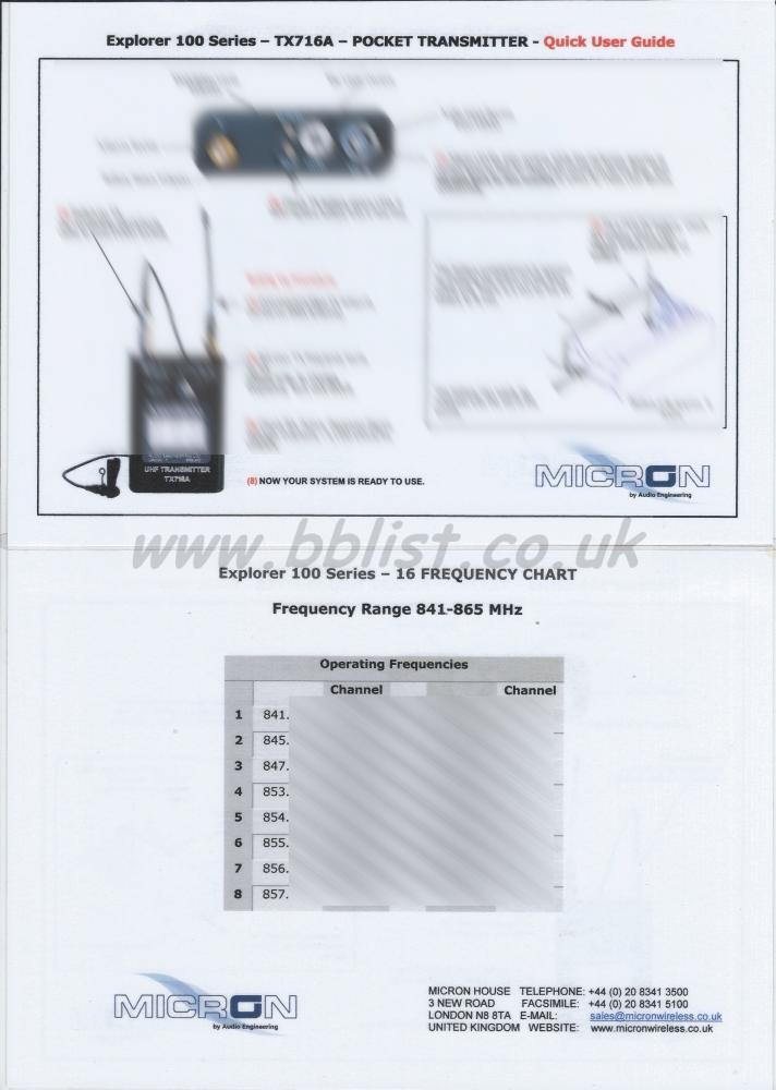 Micron Explorer 100 Series - TX716A / SDR116 User Guide