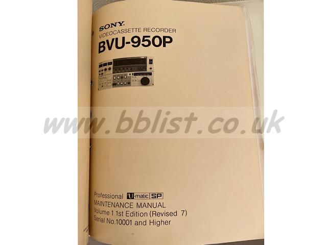 Sony BVU-950P volume 1 and 2 maintenance manuals