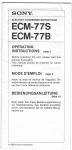 Sony ECM-77S / ECM-77B lapel mic Operating Instructions