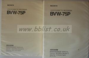 SONY BVW-75P BETACAM SP MANUALS