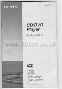 Sony DVP-NS355 / DVP-NS585P CD/DVD Operating Instructions