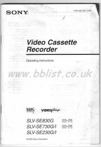 Sony SLV-SE830G SLV-SE730G/I SLV-SE230G/I User Manual